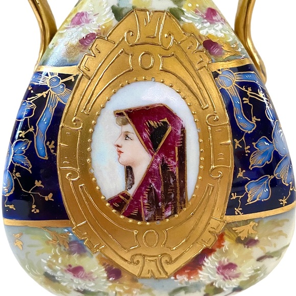 ANTIQUE RW RUDOLSTADT GERMANY PORCELAIN SMALL HAND PAINTED VASE - Picture 9 of 12